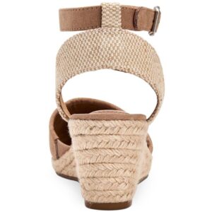 STYLE & COMPANY Womens Beige Mixed Media Ankle Strap Padded Mailena Round Toe Wedge Buckle Espadrille Shoes 12 M
