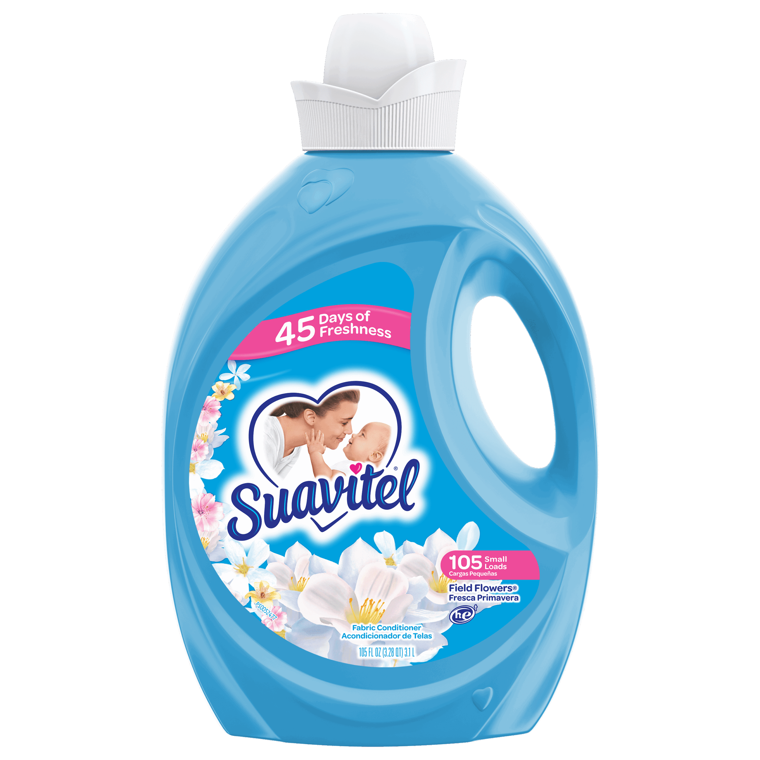 Suavitel Liquid Fabric Softener and Conditioner, Field Flowers, 105 oz, 105 Small Loads