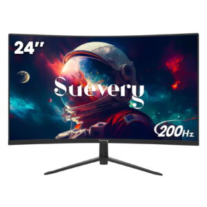 Suevery 24" Curved Gaming Monitor - 200Hz, 1080P FHD, 99s RGB, FreeSync, Frameless, HDMI/DP, Black