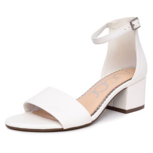 Sugar Women's Low-Chunk Low Heel Dress Shoe Ladies Ankle Strap Pump Sandal-Noelle Low-Chunk Low Heel-White Smooth-6.5