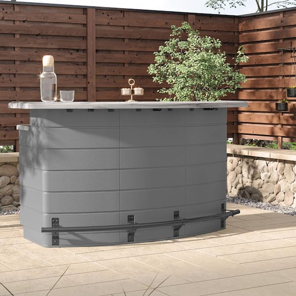 Suncast Backyard Oasis Resin Plastic Outdoor Bar BMEB2500D