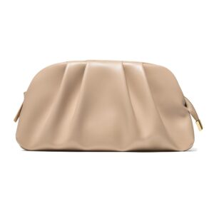SWEETV Dressy Vegan Leather Clutch Purse for Women Formal, Soft Pleated PU Evening Clutch for Weddings, Proms, Cocktail-Gemma