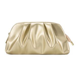 SWEETV Dressy Vegan Leather Clutch Purse for Women Formal, Soft Pleated PU Evening Clutch for Weddings, Proms, Cocktail-Gemma