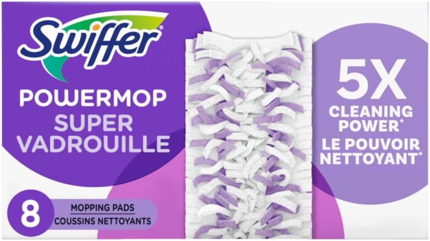 Swiffer PowerMop Multi-Surface Mopping Pad Refills for Floor Cleaning, 8 Count