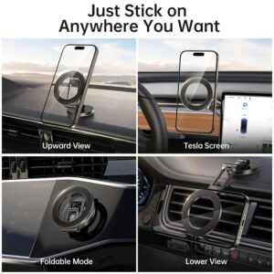 Syncwire Fits MagSafe Car Mount for Car Dash&Tesla Screen[All-Metal] Magnetic Phone Holder, [Flexible Three-axis]360° Rotation Car Mount Strong Magnets Car Phone Holder for...