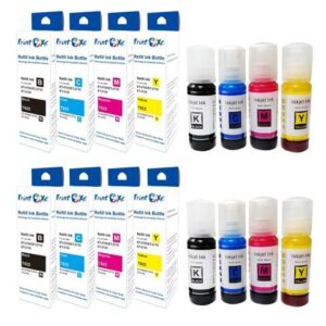 T522 Compatible Ink Refill Bottles 2 Sets 522 of 8 Bottles; 2 Black T522120 | 2 Cyan T522220 | 2 Magenta T522320 | 2 Yellow T522420 for Epson EcoTank