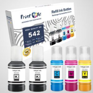 T542 Compatible Refill Set + Black of 5 Bottles All Supplied with Pigment Ink 542 For Epson T542120 T542220 T542320 T542420 For ET-5180 ET-5150