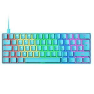 T60 mechanical gaming keyboard blue switch 62-key USB type C wired keyboard with 18 RGB light effects, suitable for desktop PC gamers. Plug and Play