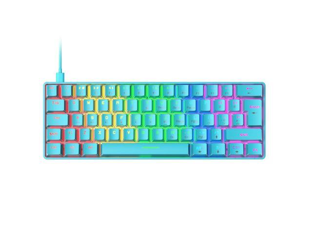 T60 mechanical gaming keyboard blue switch 62-key USB type C wired keyboard with 18 RGB light effects, suitable for desktop PC gamers. Plug and Play
