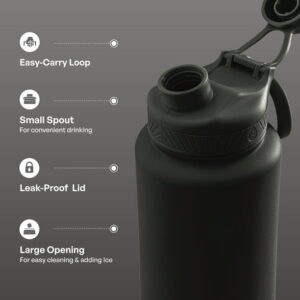 TAL Stainless Steel Ranger Water Bottle 40oz, Black