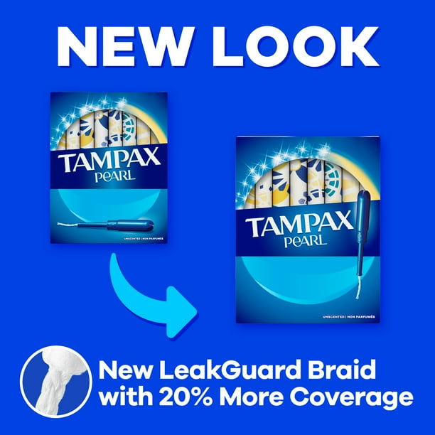 Tampax Pearl Tampons Ultra Absorbency with LeakGuard Braid, 45 Count