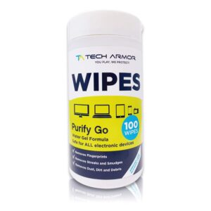 Tech Armor Screen Wipes - 100 Wipes for TV, Computer, Laptop, Phone, iPad - Non-Streaking, Eco-Friendly, Ammonia & Alcohol Free - Part Number: CL-WPS-TUB-100