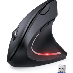 TECKNET Ergonomic Mouse, 4800 DPI Wireless Vertical Mouse with 5 Adjustable DPI Levels, 6 Buttons 2.4GHz Optical Carpal Tunnel Mouses for Laptop, Desktop, PC, MacBook - Black