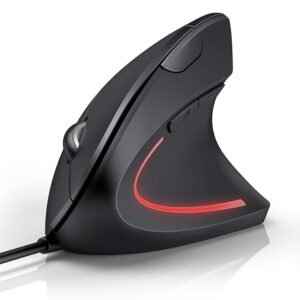TECKNET Wired Mouse, 6400 DPI Ergonomic Mouse 6 Buttons Silent Mice 4 Adjustable DPI Vertical Mouse Compatible with Windows/Chrome/Laptop/Computerice