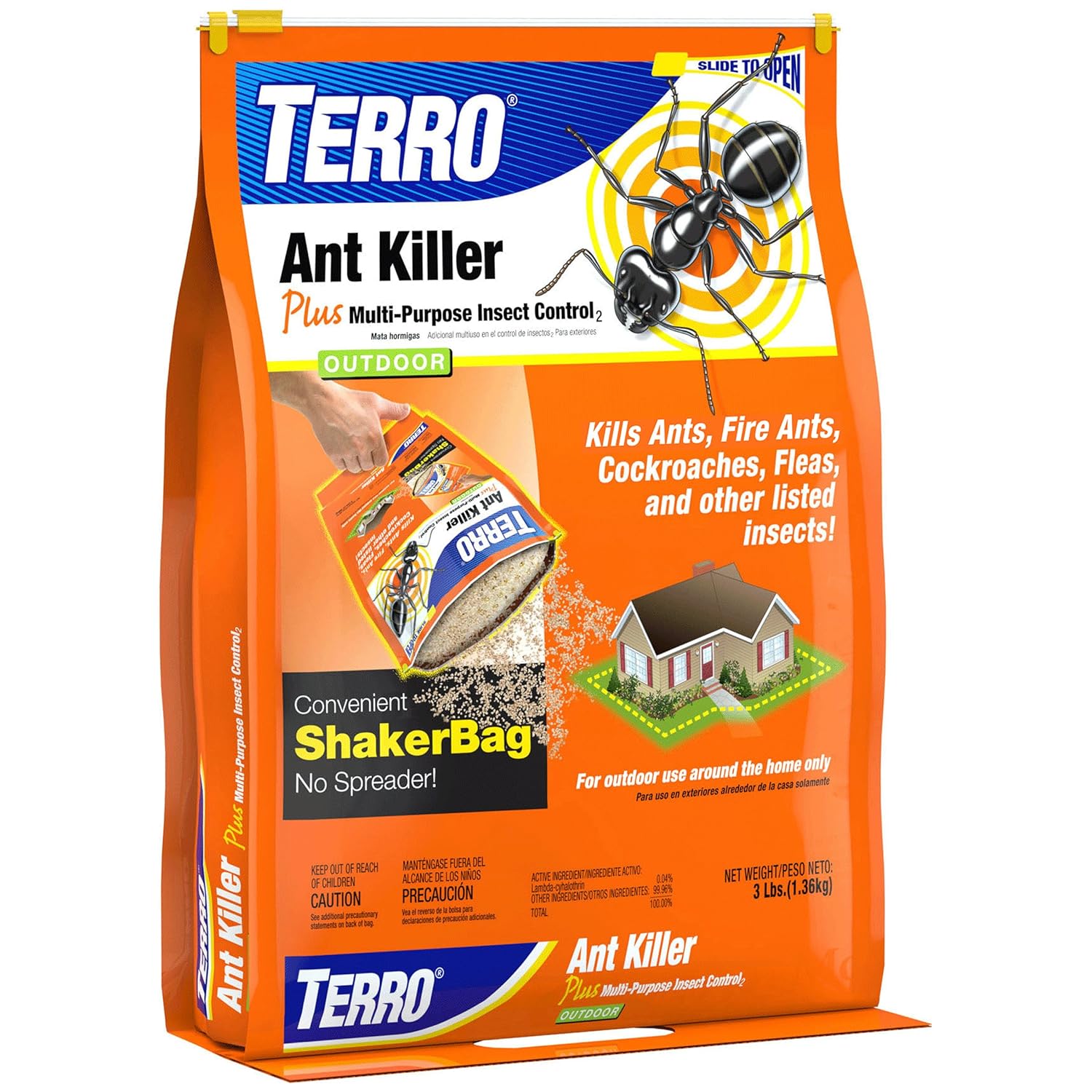 TERRO T901-6 Ant Killer Plus Multi-Purpose Insect Control for Outdoors - Kills Fire Ants, Fleas, Cockroaches, and Other Crawling Insects - 3lb