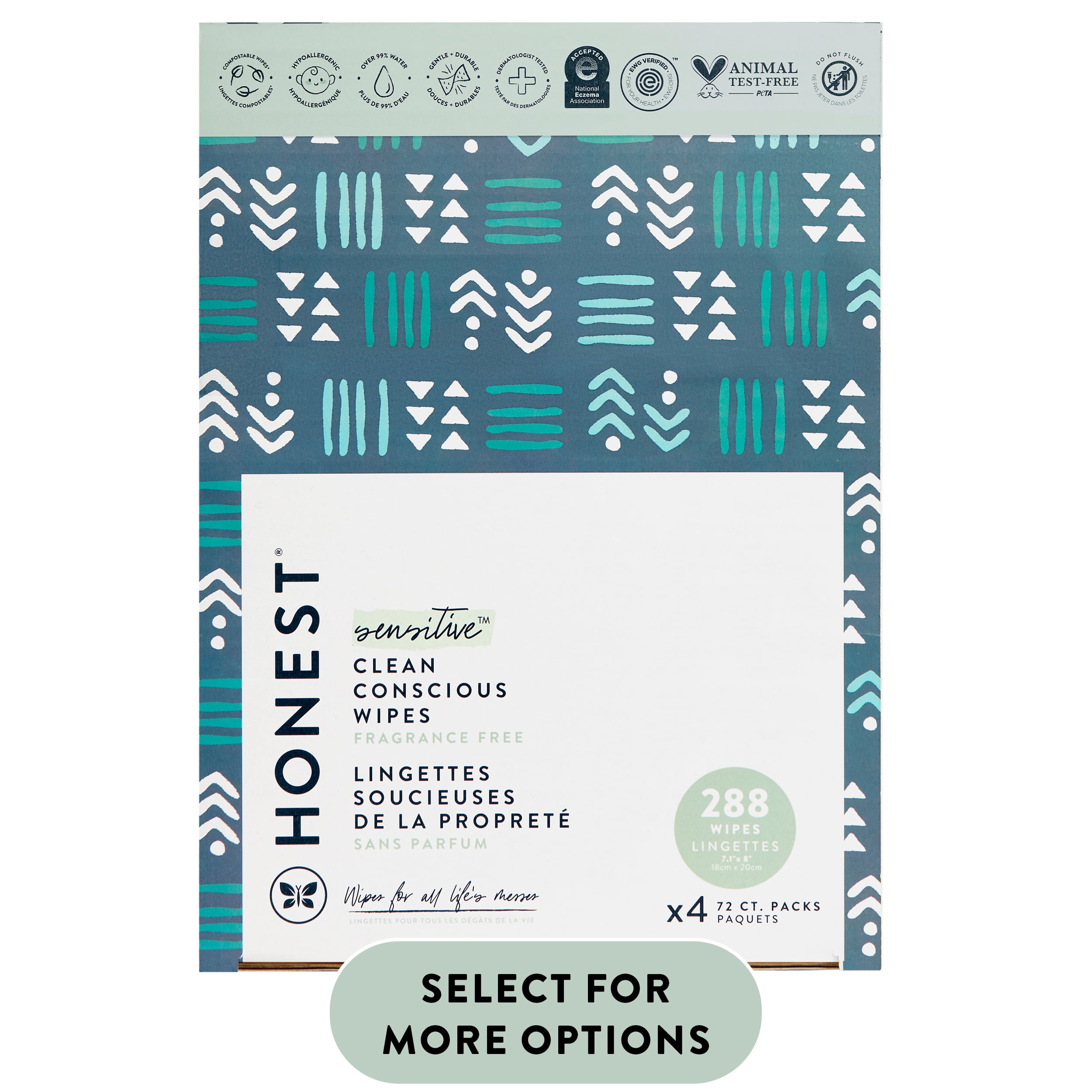 The Honest Company, Plant-Based Baby Wipes, Fragrance-Free, 288 Count (Select for More Options)