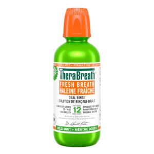 TheraBreath Fresh Breath Oral Rinse, Clinically Shown to Fight Bad Breath for 12 Hours. Alcohol-Free & Dye-Free Mouthwash, Certified Vegan, Halal, Kosher & Gluten-Free. Mild...