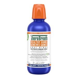Therabreath Healthy Gums oral Rinse - Clean Mint | zinc & Tea Tree Oil To Neutralize Bacteria & Restore Gum tissue | Certified Vegan, Gluten Free & Kosher, 16 ounces