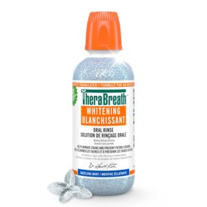 TheraBreath Whitening Oral Rinse, Helps Remove Stains & Prevent Future Staining. Alcohol-Free & Dye-Free Mouthwash, Certified Vegan, Halal, Kosher & Gluten-Free. Dazzling Mint,...