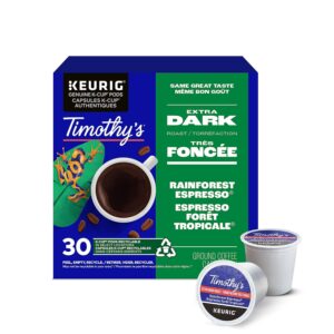 Timothy's Rainforest Espresso K-Cup Coffee Pods, 30 Count For Keurig Coffee Makers