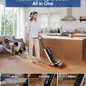 Tineco iFLOOR 5 Steam Corded Wet Dry Vacuum All-in-one, Steam Mop Hardwood Floor Cleaner Great for Sticky Messes, 248℉ High-temp Steam, Self-cleaning with steam
