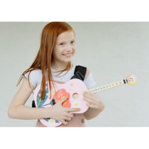 Tinkertar Pink Floral Acoustic Guitar, Perfect Intro to Music with this 1-Stringed Toy Instrument for Kids Ages 3 and up, by Buffalo Games