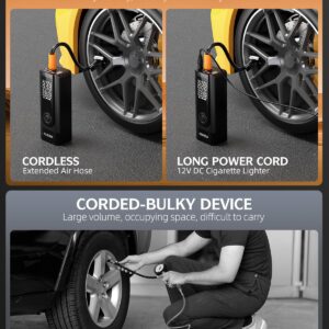 Tire Inflator Portable Air Compressor - 180PSI Air Compressor with Tire Pressure Gauge, 25000mAh & 3X Faster Portable Air Pump for Cars, Bikes & Motorcycle Tires, Balls, Car...