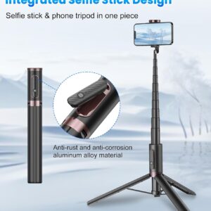 TONEOF 67" Cell Phone Selfie Stick Tripod,Smartphone Stand All-in-1 with Integrated Wireless Remote,Portable,Lightweight,Extendable for iPhone/Android(Black)