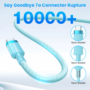 TOPVISION Fast Charge Cable, 2Pack [6FT Fast Charging Cables] 3.1A Nylon Braided Type-C Charger Bundle for iPhone 15/16, Samsung Galaxy S23/S24, Pixel 7/8, Moto G Power &...