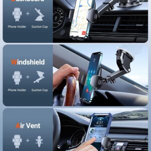 TORRAS [Ultra-Durable Cell Phone Holder for Car, Universal Mount Dashboard Windshield Vent Compatible with iPhone 16 15 14 13 12 Pro Max, Samsung Galaxy S23+ Ultra S10 Note Plus