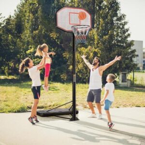 Toytexx Inc 7-10ft Portable Adjustable Basketball Hoop with Wheels, 43" Backboard