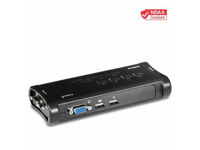 TRENDnet 4-Port USB KVM Switch Kit, VGA And USB Connections, 2048 x 1536 Resolution, Cabling Included, Control Up To 4 Computers, Compliant With