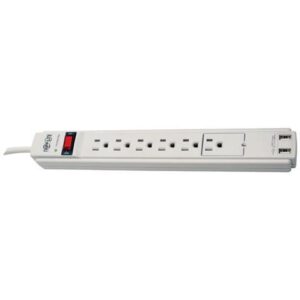 Tripp Lite 6 Outlet Surge Protector Power Strip 6Ft Cord 990 Joules Dual Usb Charging Led & Insurance (Tlp606usb)