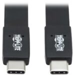 Tripp Lite U420-16N-G25AFL 16 in. USB-C Flat Cable (M/M) - USB 3.1 Gen 2 (10 Gbps), 5A Rating, Thunderbolt 3 Compatible, Black, 16 in.