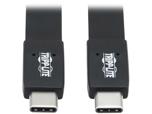 Tripp Lite U420-16N-G25AFL 16 in. USB-C Flat Cable (M/M) - USB 3.1 Gen 2 (10 Gbps), 5A Rating, Thunderbolt 3 Compatible, Black, 16 in.