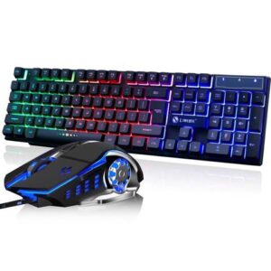 TROPRO GTX300 RGB Gaming Keyboard and Colorful Mouse Combo, USB Wired LED Backlight Gaming Mouse and Keyboard for Laptop PC Computer Gaming and Work,