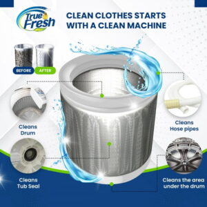 True Fresh Washing Machine Cleaner Tablets 25 Pack - Washer Cleaner - For Front and Top Loader, and HE machines