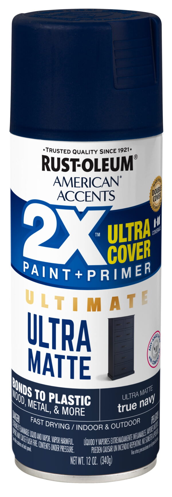 True Navy, Rust-Oleum American Accents 2X Ultra Cover Ultra Matte Spray Paint, 12 oz True Navy, Rust-Oleum American Accents 2X Ultra Cover Ultra Matte Spray Paint, 12 oz