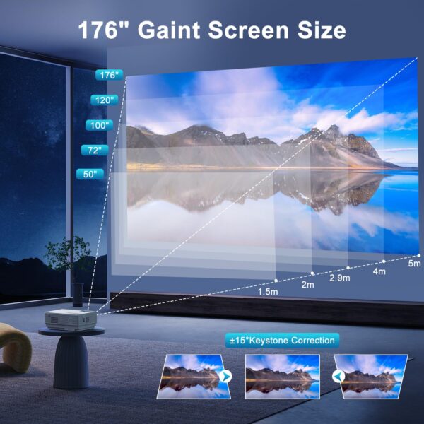 【Two-Way Bluetooth】 1080P Mini Projector with Projector Screen, 50% Zoom, Portable Outdoor Movie Projector, Compatible with TV Stick, Video Games, HDMI, USB, Smartphone