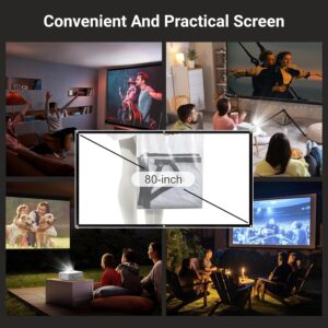 【Two-Way Bluetooth】 1080P Mini Projector with Projector Screen, 50% Zoom, Portable Outdoor Movie Projector, Compatible with TV Stick, Video Games, HDMI, USB, Smartphone