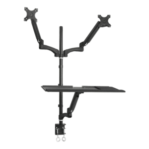 TygerClaw Gas Spring Sit-Stand Workstation for Dual Monitors TYDS1022AABLK