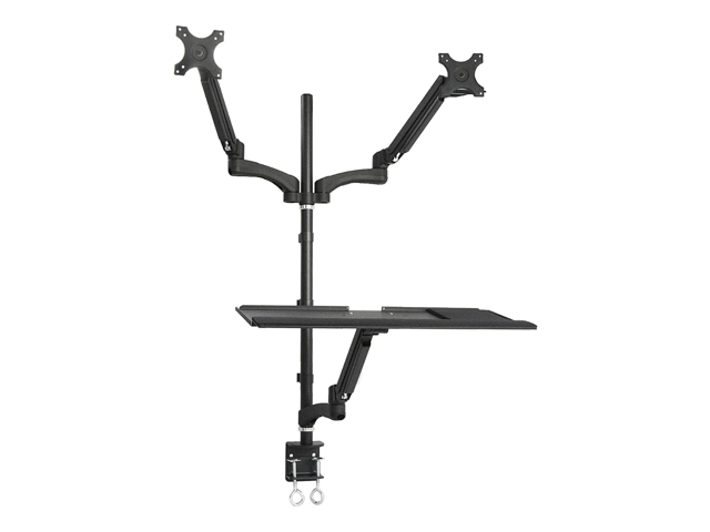 TygerClaw Gas Spring Sit-Stand Workstation for Dual Monitors TYDS1022AABLK