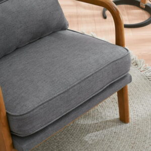 UBesGoo Modern Arm Chair Linen Fabric Upholstered Comfy Reading Accent Chair with Solid Wood Frame Dark Gray
