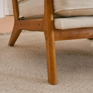 UBesGoo Modern Arm Chair Linen Fabric Upholstered Comfy Reading Accent Chair with Solid Wood Frame Beige