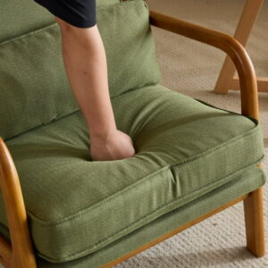 UBesGoo Modern Arm Chair Linen Fabric Upholstered Comfy Reading Accent Chair with Solid Wood Frame Green