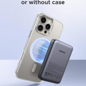 UGREEN 10000mAh Magnetic Battery Pack Power Bank for iPhone, PD 20W Wireless Portable Charger with Magsafe, Skin-Friendly Compatible with iPhone 16/15/14/13/12/ All...