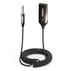 UGREEN Aux to Bluetooth 5.4 Adapter 3.5mm Bluetooth Receiver for Car USB 2.0 to 3.5mm Jack Kit with Built-in Microphone Aux Input for Hands-Free Calls Compatible with Car...