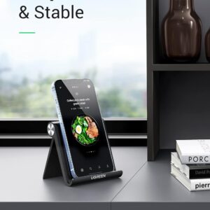 UGREEN Cell Phone Stand for Desk Phone Holder Foldable Portable Adjustable Compatible with iPhone 16 15 14 13 Pro Max, iPhone 12 11 Plus SE XS XR 8 7, Office Desk Travel...