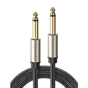 UGREEN Guitar Cable 6.35mm Mono Jack 1/4 Inch TS Unbalanced Patch Speaker Cable Braided Instrument Male to Male Amp Cord Zinc Alloy Casing Compatible