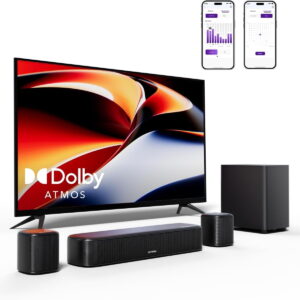 ULTIMEA 5.1ch Sound Bar Dolby Atmos, Surround Sound System for TV, App Control, Home Theater Sound System, TV Soundbar with Subwoofer, 2 Surround Speakers, HDMI eARC/Opt/AUX/BT,...